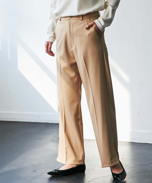 GeeRA(ジーラ)の「センタープレスストレートパンツ(その他パンツ・レディース・ベージュ/ピンク/グリーン・MEDIUM/LARGE/X-LARGE)」の2枚目の写真