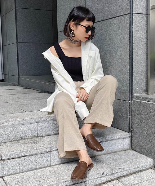 PAGEBOY(ページボーイ)の「リネンライクスリットパンツ(その他パンツ・レディース・ブラック/ベージュ/クリアブルー・FREE)」の1枚目の写真