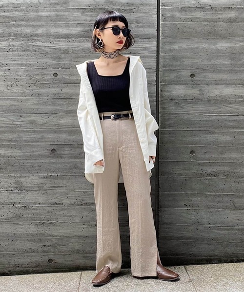 PAGEBOY(ページボーイ)の「リネンライクスリットパンツ(その他パンツ・レディース・ブラック/ベージュ/クリアブルー・FREE)」の5枚目の写真