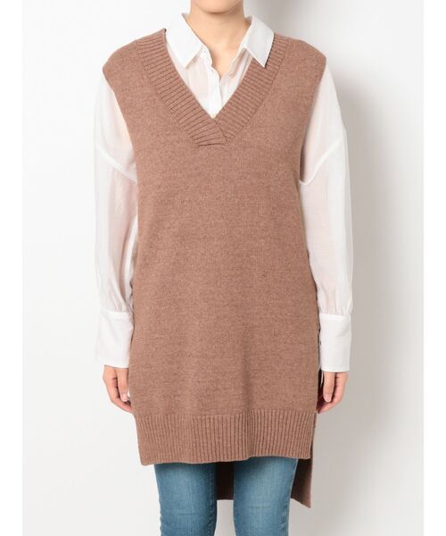 dazzlin（ダズリン）の「Ｖネックロングニットベスト（ベスト・レディース・ブルー/グリーン/アイボリー/モカ・FREE）」の15枚目の写真