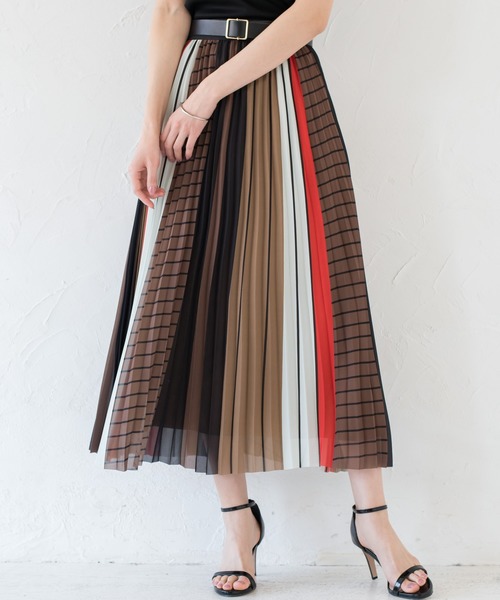 LOUNGEDRESS（ラウンジドレス）の「MIXストライプスカート（スカート・レディース・ネイビー/オレンジ・FREE）」の2枚目の写真