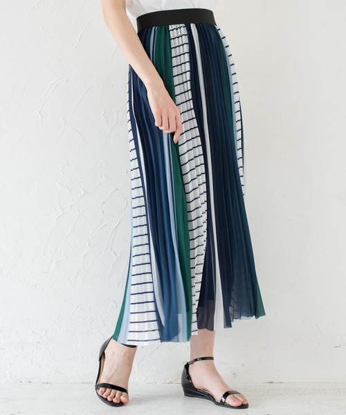 LOUNGEDRESS（ラウンジドレス）の「MIXストライプスカート（スカート・レディース・ネイビー/オレンジ・FREE）」の3枚目の写真
