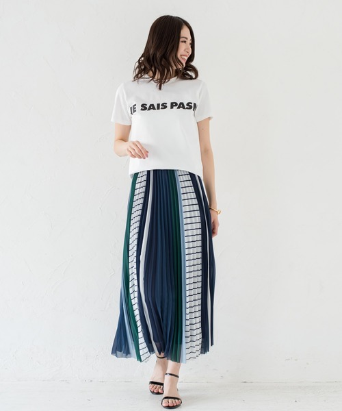 LOUNGEDRESS（ラウンジドレス）の「MIXストライプスカート（スカート・レディース・ネイビー/オレンジ・FREE）」の4枚目の写真