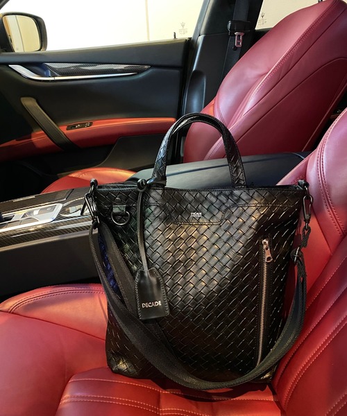 DECADE(ディケイド)の「カウレザー2wayトートバッグ DECADE(No-01188L) Cow Leather 2way Tote Bag (S)(トートバッグ)」|ブラック系その他