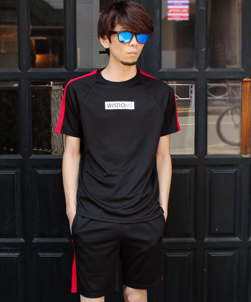 DRY MESH ライン切り替え 半袖Tシャツ ショートパンツ セットアップ（T