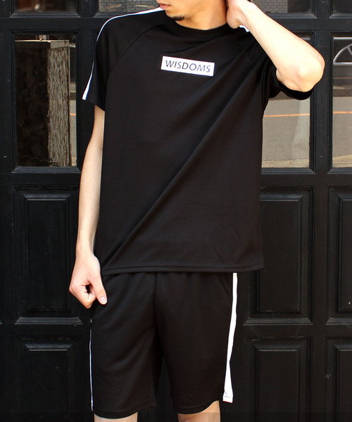 SHISKY（シスキー）の「DRY MESH ライン切り替え 半袖Tシャツ ショートパンツ セットアップ（Tシャツ/カットソー・メンズ・レッド/ブラック系その他/ライム/オフホワイト/ブラック系その他2/ブラック・L/XL/M）」の8枚目の写真