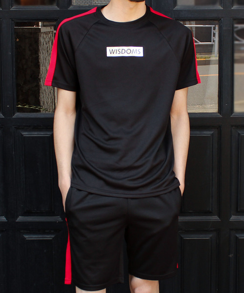 SHISKY（シスキー）の「DRY MESH ライン切り替え 半袖Tシャツ ショートパンツ セットアップ（Tシャツ/カットソー・メンズ・レッド/ブラック系その他/ライム/オフホワイト/ブラック系その他2/ブラック・L/XL/M）」の10枚目の写真