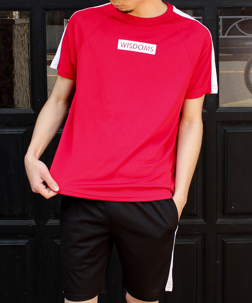 SHISKY（シスキー）の「DRY MESH ライン切り替え 半袖Tシャツ ショートパンツ セットアップ（Tシャツ/カットソー・メンズ・レッド/ブラック系その他/ライム/オフホワイト/ブラック系その他2/ブラック・L/XL/M）」の12枚目の写真