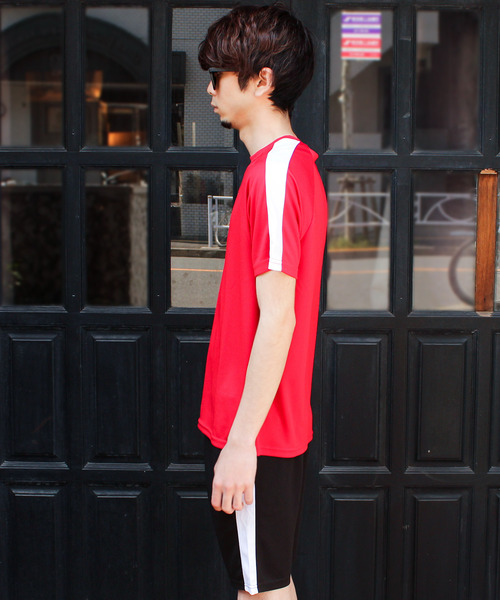 SHISKY（シスキー）の「DRY MESH ライン切り替え 半袖Tシャツ ショートパンツ セットアップ（Tシャツ/カットソー・メンズ・レッド/ブラック系その他/ライム/オフホワイト/ブラック系その他2/ブラック・L/XL/M）」の16枚目の写真