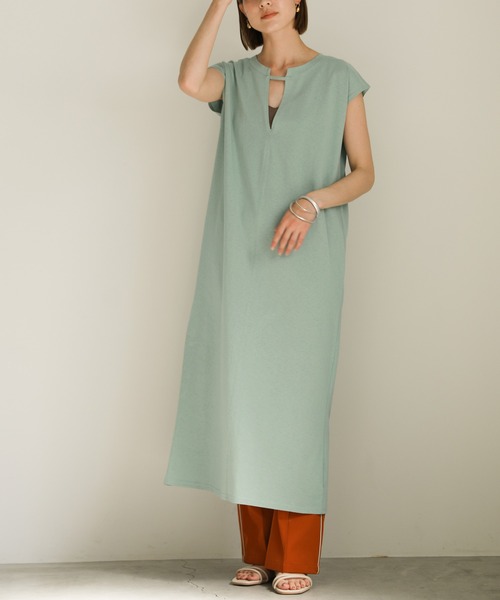 select MOCA（セレクトモカ）の「2020 SS ハーフスリーブワンピース（ワンピース・レディース・ライトグリーン/ライトイエロー/グレイッシュベージュ・FREE）」の3枚目の写真