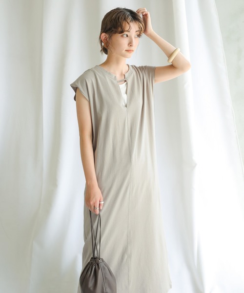 select MOCA（セレクトモカ）の「2020 SS ハーフスリーブワンピース（ワンピース・レディース・ライトグリーン/ライトイエロー/グレイッシュベージュ・FREE）」の18枚目の写真