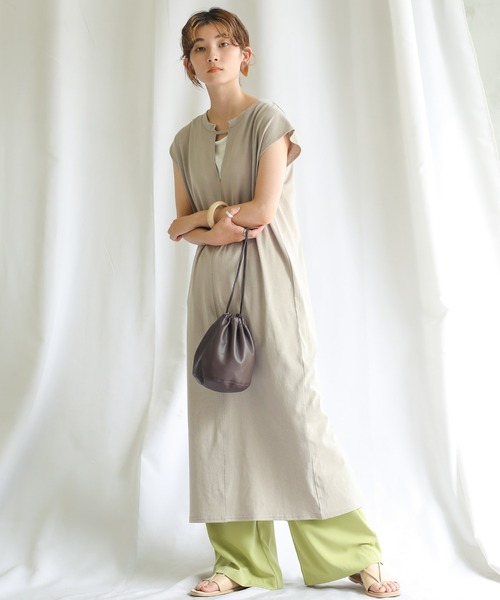select MOCA（セレクトモカ）の「2020 SS ハーフスリーブワンピース（ワンピース・レディース・ライトグリーン/ライトイエロー/グレイッシュベージュ・FREE）」の16枚目の写真
