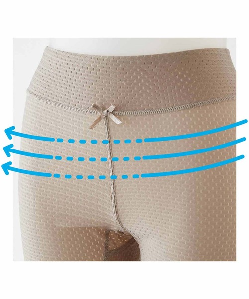 Live in comfort（リブインコンフォート）の「リブ　イン　コンフォート　ムレずに涼やか！ワイドパンツのおともに便利な　メッシュ素材の七分丈ペチパン（サロペット/オーバーオール・レディース・ブラック/ベージュ・1/2/4/3）」の4枚目の写真