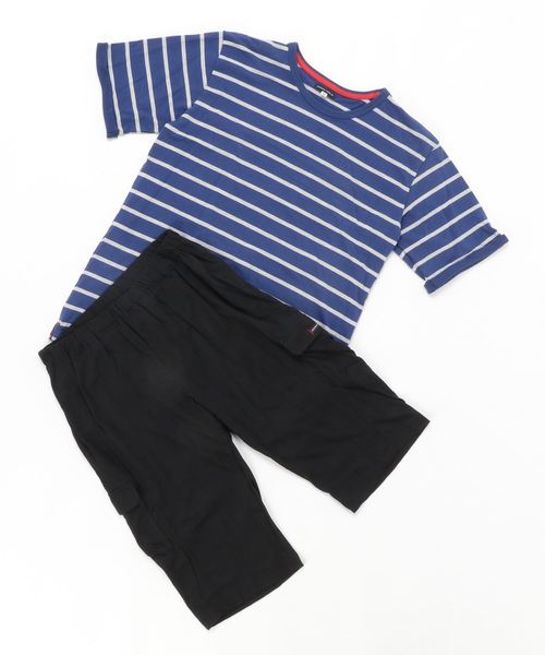 セール Body Wild ボディワイルド メンズ ルームウェア セットアップ 半袖６分丈パンツ 天竺ボーダー ルームウェア パジャマ Body Wild ボディーワイルド のファッション通販 Zozotown