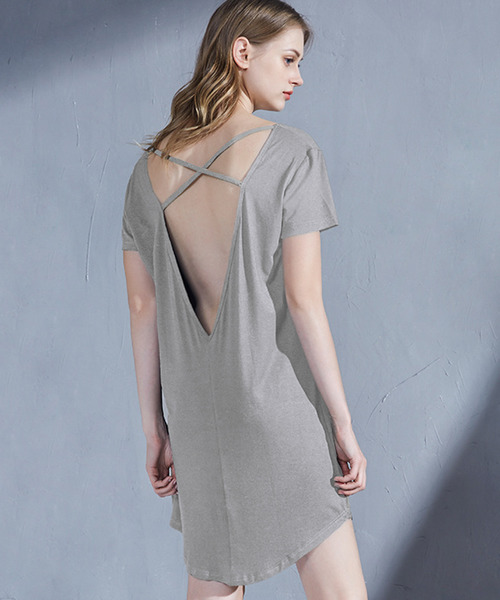 セール バックオープン カットソーワンピース ルームワンピース Osyarevo オシャレボ のファッション通販 Zozotown