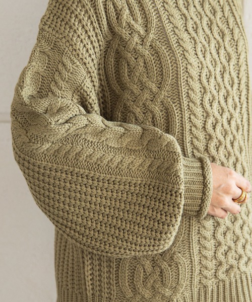 rectangle（レクタングル）の「モックネックケーブルニット（ニット/セーター・レディース・ブラック/ベージュ/オリーブ/オレンジ/ナチュラル/モカ/ライトオリーブ/レッド/ピンク/イエロー・FREE）」の15枚目の写真