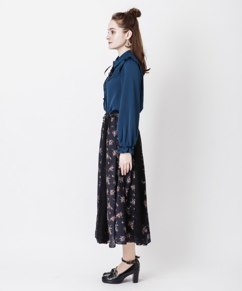 axes femme スカート 水色 紺 ネイビー パッチワーク 花柄 フラワー axes femme スカート 水色 紺 ネイビー パッチワーク 花柄