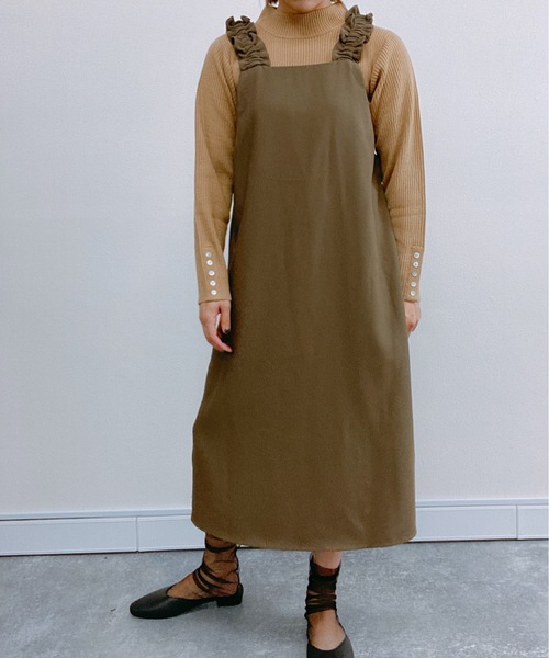 ap retro(アプレトロ)の「フリルストラップワンピース【ZOZO限定アイテム】(ワンピース・レディース・ブラック/カーキ/ネイビー・FREE)」の12枚目の写真