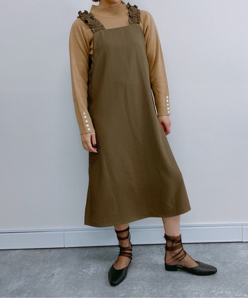 ap retro(アプレトロ)の「フリルストラップワンピース【ZOZO限定アイテム】(ワンピース・レディース・ブラック/カーキ/ネイビー・FREE)」の10枚目の写真
