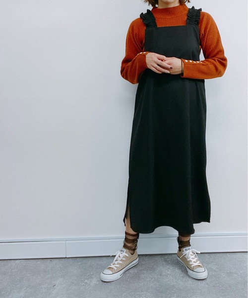 ap retro(アプレトロ)の「フリルストラップワンピース【ZOZO限定アイテム】(ワンピース・レディース・ブラック/カーキ/ネイビー・FREE)」の6枚目の写真