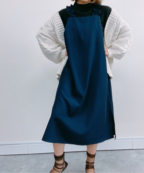 ap retro(アプレトロ)の「フリルストラップワンピース【ZOZO限定アイテム】(ワンピース・レディース・ブラック/カーキ/ネイビー・FREE)」の20枚目の写真