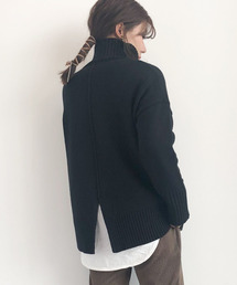 Green　Parks | 【WEB限定】＜カシミヤタッチ＞バックスリットハイネックニット　★(ニット/セーター)