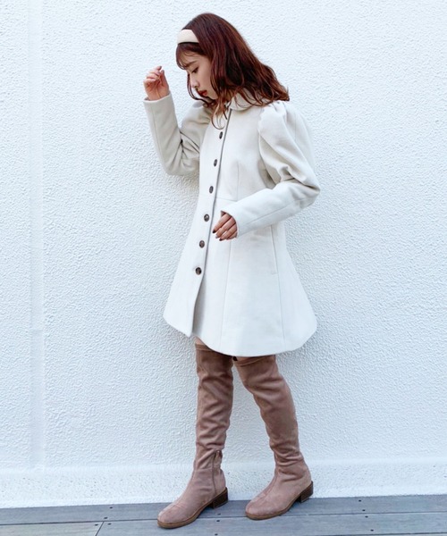 one after another NICE CLAUP（ワンアフターアナザーナイスクラップ）の「袖コンシャスコート（その他アウター・レディース・アイボリー/ブラック/チェック・FREE）」の6枚目の写真