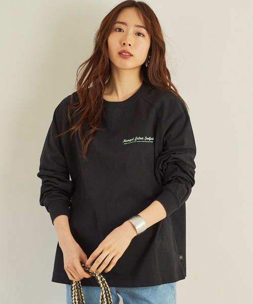 KANGOL EXTRA COMFORT(カンゴールエクストラコンフォート)の「ラグランスリーブ ロングTシャツ(Tシャツ/カットソー・レディース・ライトベージュ/オフホワイト/クリーム/ブラック・LL/M/L)」の3枚目の写真