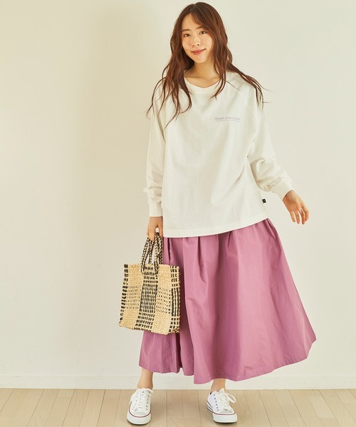 KANGOL EXTRA COMFORT(カンゴールエクストラコンフォート)の「ラグランスリーブ ロングTシャツ(Tシャツ/カットソー・レディース・ライトベージュ/オフホワイト/クリーム/ブラック・LL/M/L)」の19枚目の写真