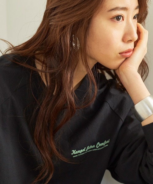 KANGOL EXTRA COMFORT(カンゴールエクストラコンフォート)の「ラグランスリーブ ロングTシャツ(Tシャツ/カットソー・レディース・ライトベージュ/オフホワイト/クリーム/ブラック・LL/M/L)」の20枚目の写真