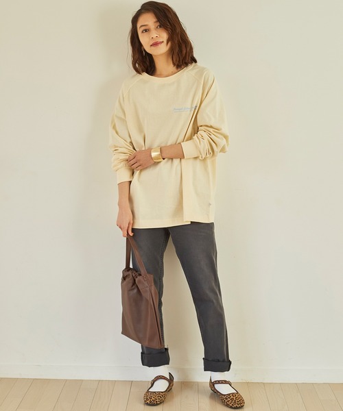 KANGOL EXTRA COMFORT(カンゴールエクストラコンフォート)の「ラグランスリーブ ロングTシャツ(Tシャツ/カットソー・レディース・ライトベージュ/オフホワイト/クリーム/ブラック・LL/M/L)」の12枚目の写真