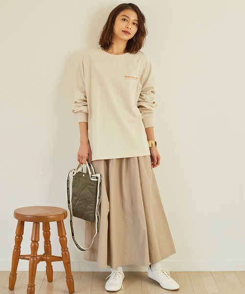 KANGOL EXTRA COMFORT(カンゴールエクストラコンフォート)の「ラグランスリーブ ロングTシャツ(Tシャツ/カットソー・レディース・ライトベージュ/オフホワイト/クリーム/ブラック・LL/M/L)」の21枚目の写真