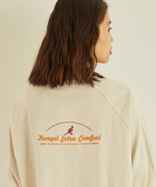 KANGOL EXTRA COMFORT(カンゴールエクストラコンフォート)の「ラグランスリーブ ロングTシャツ(Tシャツ/カットソー・レディース・ライトベージュ/オフホワイト/クリーム/ブラック・LL/M/L)」の10枚目の写真