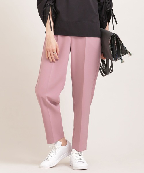 NANO universe（ナノユニバース）の「アジャストマジック 吸水速乾 センタープレスパンツ（スラックス・レディース・ピンク/ライトイエロー/ライトベージュ・38/36）」の3枚目の写真