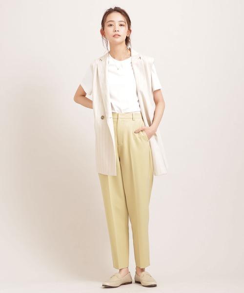 NANO universe（ナノユニバース）の「アジャストマジック 吸水速乾 センタープレスパンツ（スラックス・レディース・ピンク/ライトイエロー/ライトベージュ・38/36）」の15枚目の写真