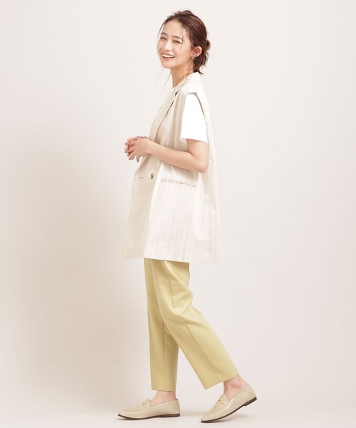 NANO universe（ナノユニバース）の「アジャストマジック 吸水速乾 センタープレスパンツ（スラックス・レディース・ピンク/ライトイエロー/ライトベージュ・38/36）」の17枚目の写真