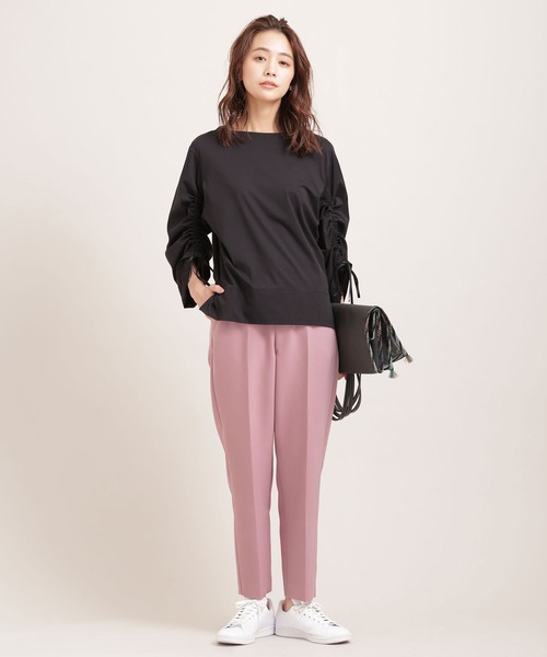 NANO universe（ナノユニバース）の「アジャストマジック 吸水速乾 センタープレスパンツ（スラックス・レディース・ピンク/ライトイエロー/ライトベージュ・38/36）」の6枚目の写真