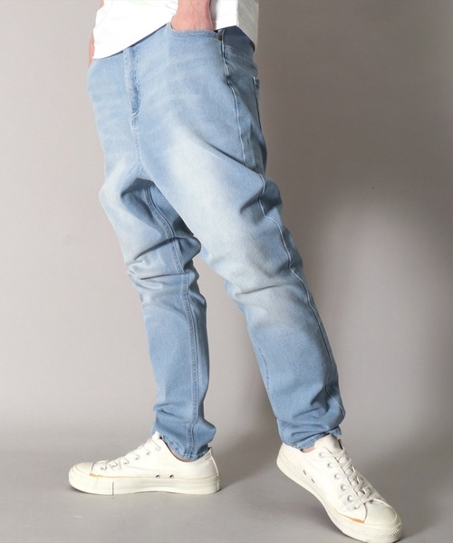 BAYBLO(ベイブロ)の「(BB)【ユニセックス】デニム サルエル パンツ(デニムパンツ・メンズ・ダークインディゴブルー/ワンウォッシュ/ライトインディゴブルー/ブラック・MEDIUM/X-LARGE/LARGE)」の13枚目の写真