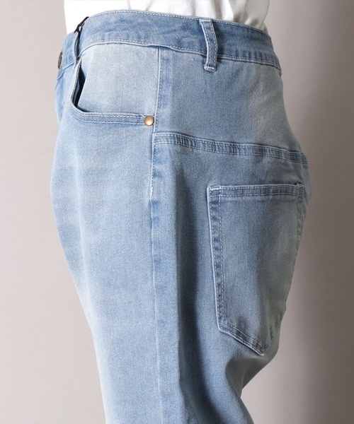 BAYBLO(ベイブロ)の「(BB)【ユニセックス】デニム サルエル パンツ(デニムパンツ・メンズ・ダークインディゴブルー/ワンウォッシュ/ライトインディゴブルー/ブラック・MEDIUM/X-LARGE/LARGE)」の17枚目の写真