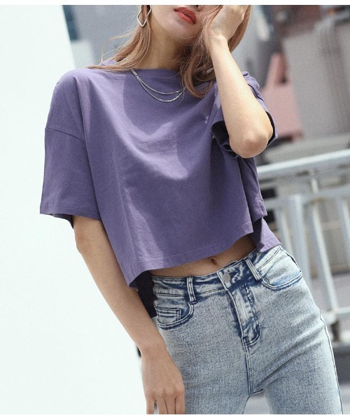 tシャツ ドットカテゴリークロップドＴシャツ レディース KOEISTORE Tシャツ レディース 胸ポケット付き 半袖 クロップド