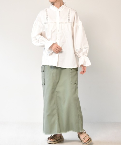 RETRO GIRL（レトロガール）の「カーゴポケットロングスカート（スカート・レディース・ダークブルー/オフホワイト/グリーン/ブラック・FREE）」の9枚目の写真