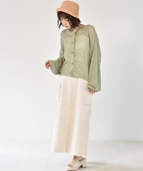 RETRO GIRL（レトロガール）の「カーゴポケットロングスカート（スカート・レディース・ダークブルー/オフホワイト/グリーン/ブラック・FREE）」の12枚目の写真