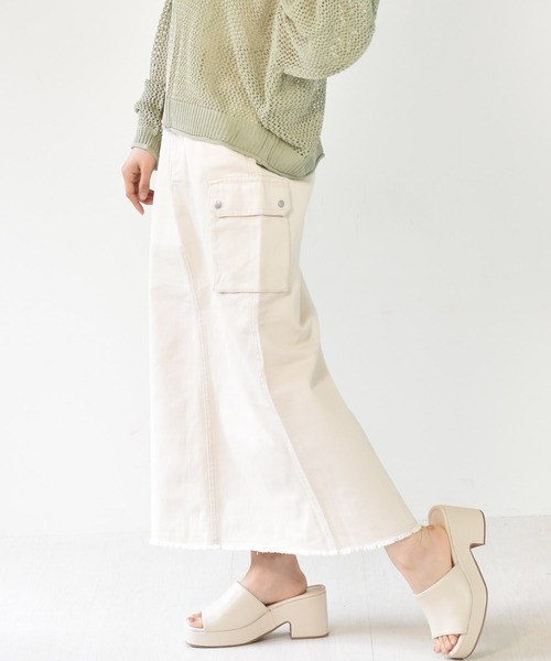 RETRO GIRL（レトロガール）の「カーゴポケットロングスカート（スカート・レディース・ダークブルー/オフホワイト/グリーン/ブラック・FREE）」の19枚目の写真