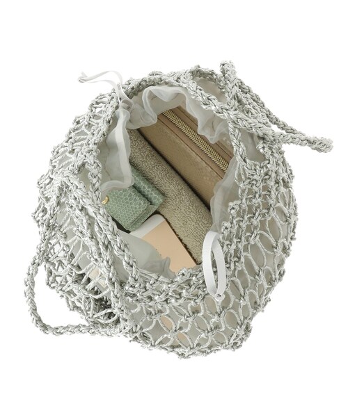 AG by aquagirl(エージーバイアクアガール)の「◆フィルムペーパーメッシュトート巾着付き(トートバッグ・レディース・オフホワイト/ライトグリーン・00)」の15枚目の写真