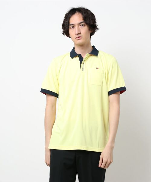 [トミー ヒルフィガー ゴルフ] メンズ ロゴ フライ フロント 半袖ポロシャツ