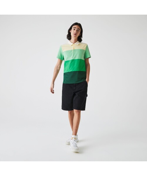 LACOSTE(ラコステ)の「フロントパネルボーダーポロシャツ(ポロシャツ・メンズ・ピンク/ブルー/グリーン・4/5/3/2)」の2枚目の写真
