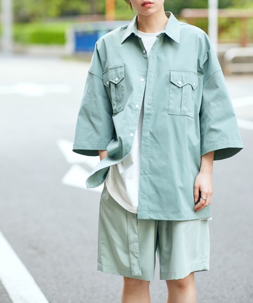 KGFR（カガフリ）の「直営店・WEB限定 KGFR(カガフリ)OXショートスリーブシャツ/半袖シャツ/オックスフォード（シャツ/ブラウス・メンズ・ライトグリーン/ライトイエロー/ライトパープル・M/XL/L）」の6枚目の写真