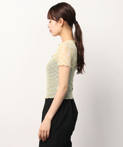 KIRSH(キルシー)の「『KIRSH/キルシー』WAVE STITCH CROP T-SHIRT KH/ウエーブステッチクロップド丈 半袖Tシャツ(Tシャツ/カットソー・レディース・ブラウン/アイボリー・FREE)」の3枚目の写真