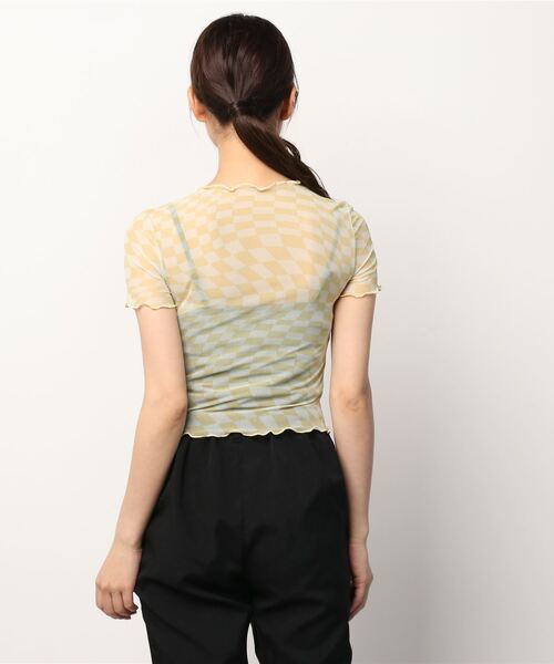 KIRSH(キルシー)の「『KIRSH/キルシー』WAVE STITCH CROP T-SHIRT KH/ウエーブステッチクロップド丈 半袖Tシャツ(Tシャツ/カットソー・レディース・ブラウン/アイボリー・FREE)」の4枚目の写真