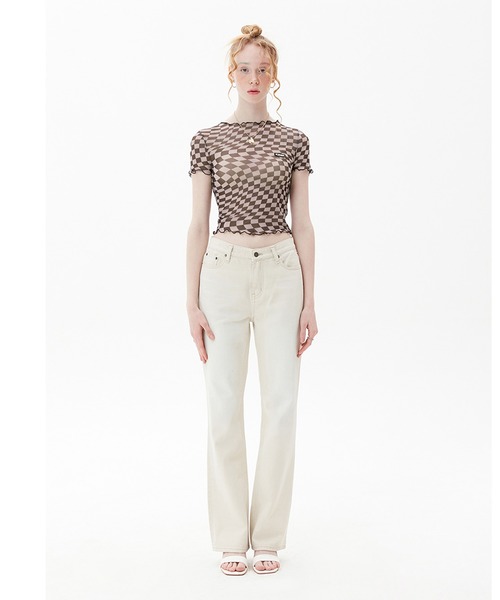 KIRSH(キルシー)の「『KIRSH/キルシー』WAVE STITCH CROP T-SHIRT KH/ウエーブステッチクロップド丈 半袖Tシャツ(Tシャツ/カットソー・レディース・ブラウン/アイボリー・FREE)」の14枚目の写真
